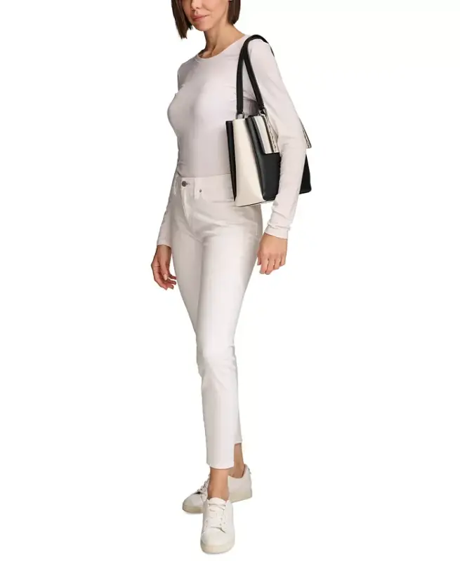 Clove aralash materialli Push-Lock uch bo'linmali sumka - Qora/Oq ilon - 7