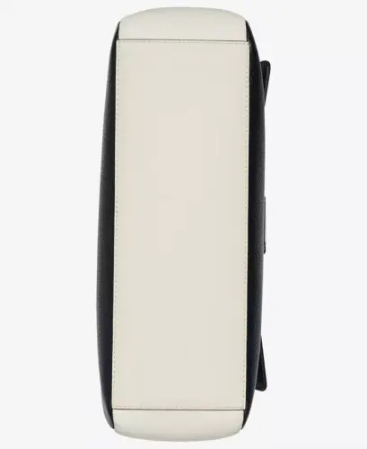 Clove Mixed Material Push-Lock Triple Compartment Tote Bag-Black/White Snake - 3