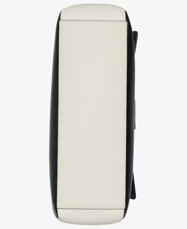 Clove Mixed Material Push-Lock Triple Compartment Tote Bag-Black/White Snake - 3