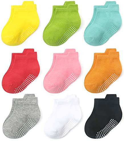 Clowora Baby Boys Girls Non Slip Socks, Infant Toddler Kids Grip Ankle Stretch Socks for Kids 0-5 Years - 43