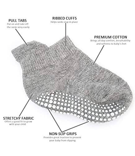 Clowora Baby Boys Girls Non Slip Socks, Infant Toddler Kids Grip Ankle Stretch Socks for Kids 0-5 Years - 46