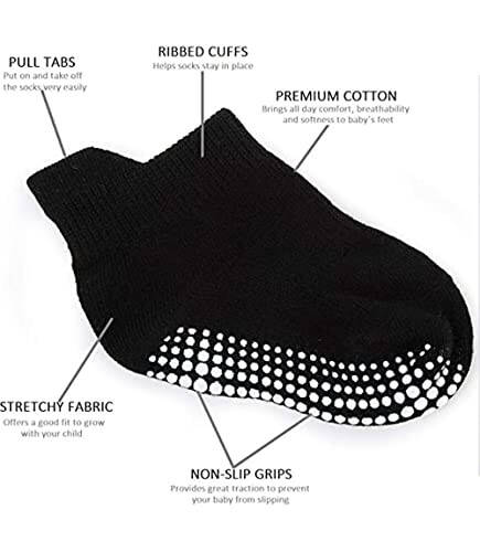 Clowora Baby Boys Girls Non Slip Socks, Infant Toddler Kids Grip Ankle Stretch Socks for Kids 0-5 Years - 33