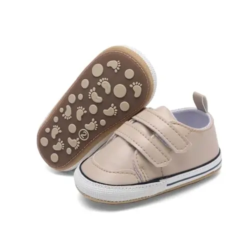 Clowora Baby Boys Girls Shoes Non-Slip Rubber Sole Sneakers Infant First Walking Toddler Crib Shoes Newborn Loafers Flats. - 1
