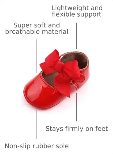 Clowora Infant Toddler Baby Girl Dress Shoes Mary Jane First Walking PU Leather Princess Wedding Rubber Sole Non-Slip with Bowknot Floral Flats - 3