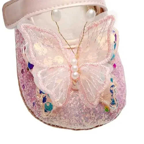 Clowora Infant Toddler Baby Girl Dress Shoes Mary Jane First Walking PU Leather Princess Wedding Rubber Sole Non-Slip with Bowknot Floral Flats - 6