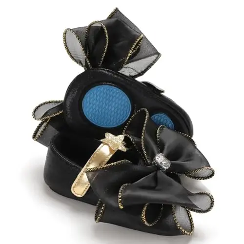 Clowora Infant Toddler Baby Girl Dress Shoes Mary Jane First Walking PU Leather Princess Wedding Rubber Sole Non-Slip with Bowknot Floral Flats - 1