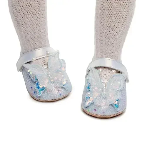 Clowora Infant Toddler Baby Girl Dress Shoes Mary Jane First Walking PU Leather Princess Wedding Rubber Sole Non-Slip with Bowknot Floral Flats - CLOWORA (1)