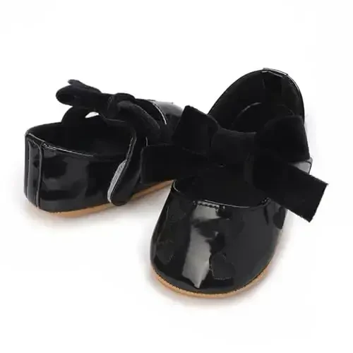 Clowora chaqaloq qizlar uchun poyabzal Mary Jane birinchi qadam PU teri malika to'yi kauchuk taglik sirpanmaydigan kamon gulli baletka - 7