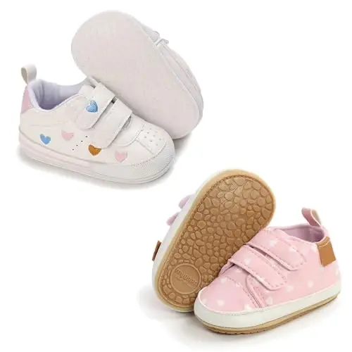 Clowora Baby Boys Girls Shoes Non-Slip Rubber Sole Sneakers Infant First Walking Toddler Crib Shoes Newborn Loafers Flats. - 1