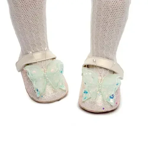 Clowora Infant Toddler Baby Girl Dress Shoes Mary Jane First Walking PU Leather Princess Wedding Rubber Sole Non-Slip with Bowknot Floral Flats - 3
