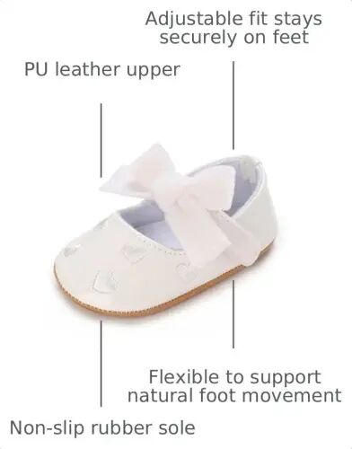 Clowora Infant Toddler Baby Girl Dress Shoes Mary Jane First Walking PU Leather Princess Wedding Rubber Sole Non-Slip with Bowknot Floral Flats - 3