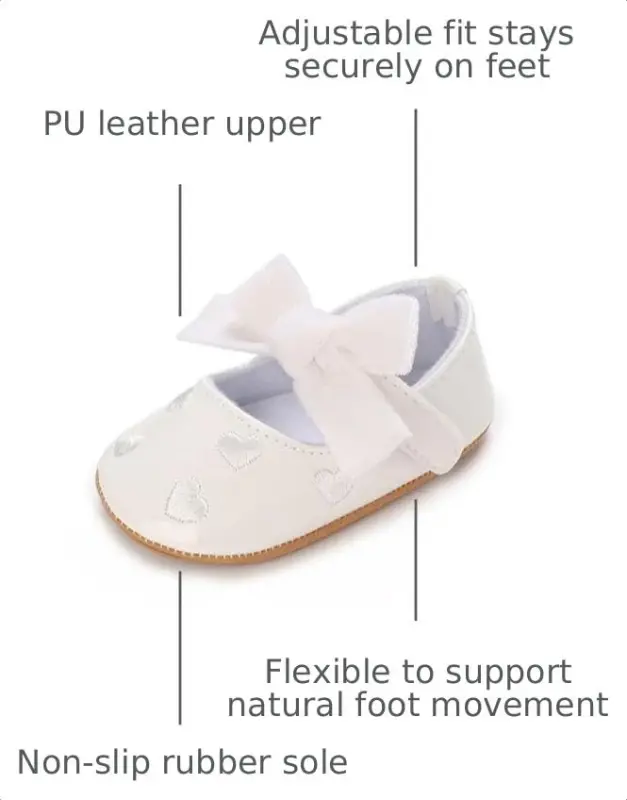 Clowora Infant Toddler Baby Girl Dress Shoes Mary Jane First Walking PU Leather Princess Wedding Rubber Sole Non-Slip with Bowknot Floral Flats - 3