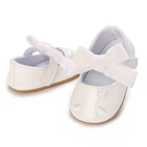 Clowora Infant Toddler Baby Girl Dress Shoes Mary Jane First Walking PU Leather Princess Wedding Rubber Sole Non-Slip with Bowknot Floral Flats - 5
