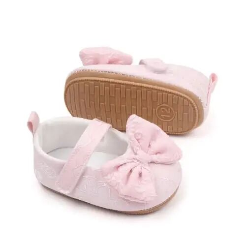 Clowora Infant Toddler Baby Girl Dress Shoes Mary Jane First Walking PU Leather Princess Wedding Rubber Sole Non-Slip with Bowknot Floral Flats - Clowora
