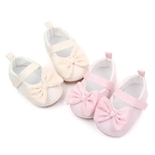 Clowora Infant Toddler Baby Girl Dress Shoes Mary Jane First Walking PU Leather Princess Wedding Rubber Sole Non-Slip with Bowknot Floral Flats - 5