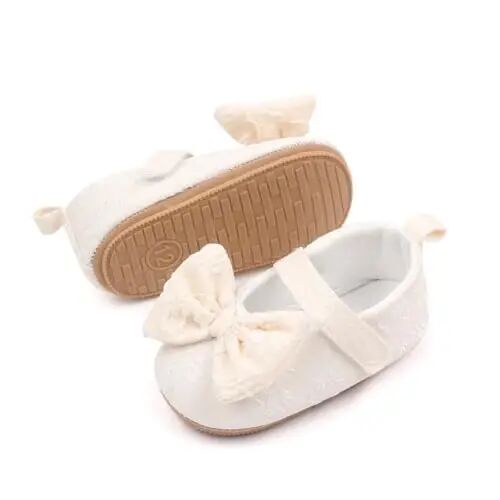 Clowora Infant Toddler Baby Girl Dress Shoes Mary Jane First Walking PU Leather Princess Wedding Rubber Sole Non-Slip with Bowknot Floral Flats - Clowora