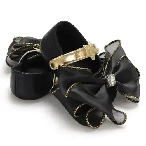 Clowora Infant Toddler Baby Girl Dress Shoes Mary Jane First Walking PU Leather Princess Wedding Rubber Sole Non-Slip with Bowknot Floral Flats - 7