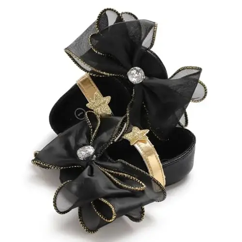 Clowora Infant Toddler Baby Girl Dress Shoes Mary Jane First Walking PU Leather Princess Wedding Rubber Sole Non-Slip with Bowknot Floral Flats - 3