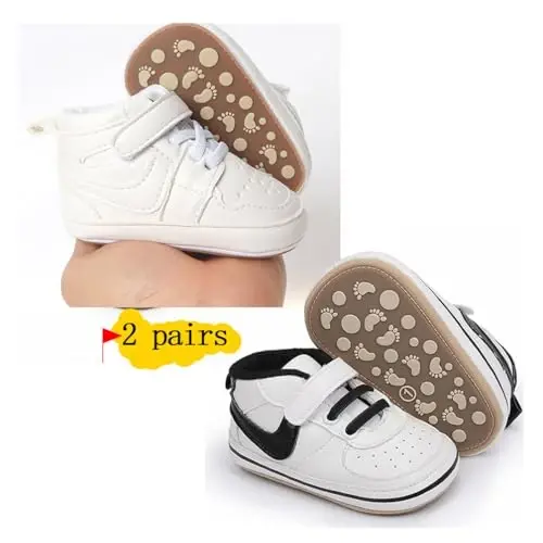 Clowora Unsex Baby Shoes Boys Girls Infant Sneakers Non-Slip Soft Rubber Sole Toddler Crib First Walker Lightweight Shoes - 2