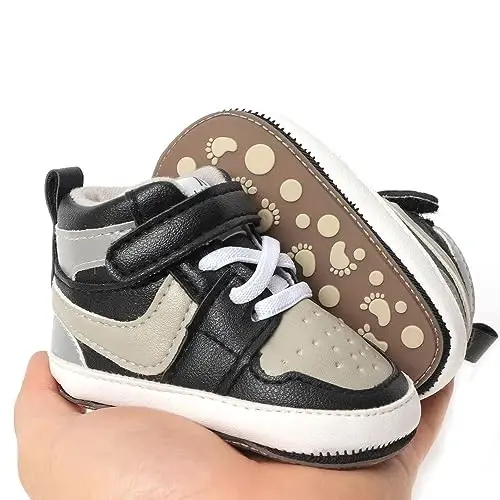 Clowora Unisex Bebek Ayakkabıları Erkek Kız Bebek Sneaker Kaymaz Yumuşak Kauçuk Tabanlı Yürüyor Beşik İlk Yürüteç Hafif Ayakkabılar - 5