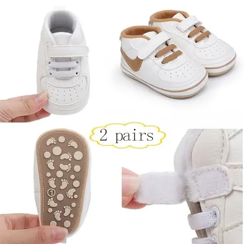 Clowora Unisex Bebek Ayakkabıları Erkek Kız Bebek Sneaker Kaymaz Yumuşak Kauçuk Tabanlı Yürüyor Beşik İlk Yürüyüşe Hafif Ayakkabılar - 2