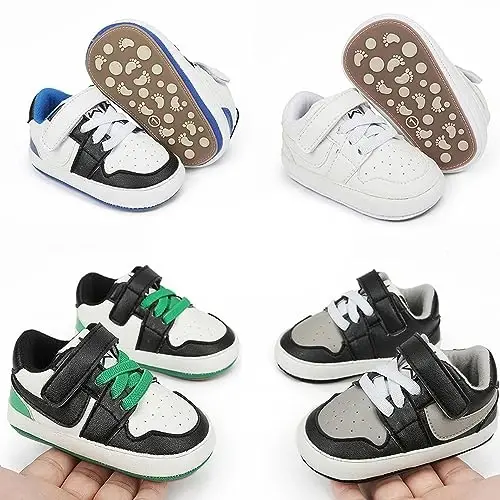 Clowora Unsex Baby Shoes Boys Girls Infant Sneakers Non-Slip Soft Rubber Sole Toddler Crib First Walker Lightweight Shoes - 4