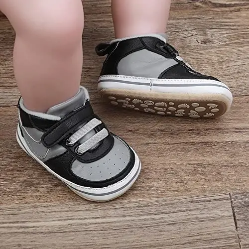 Clowora Unsex Baby Shoes Boys Girls Infant Sneakers Non-Slip Soft Rubber Sole Toddler Crib First Walker Lightweight Shoes - 3