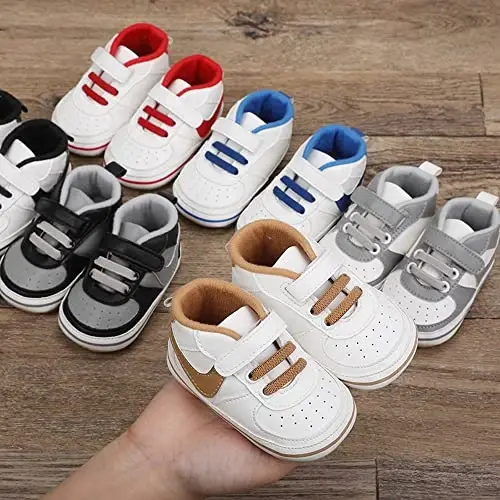 Clowora Unsex Baby Shoes Boys Girls Infant Sneakers Non-Slip Soft Rubber Sole Toddler Crib First Walker Lightweight Shoes - 4
