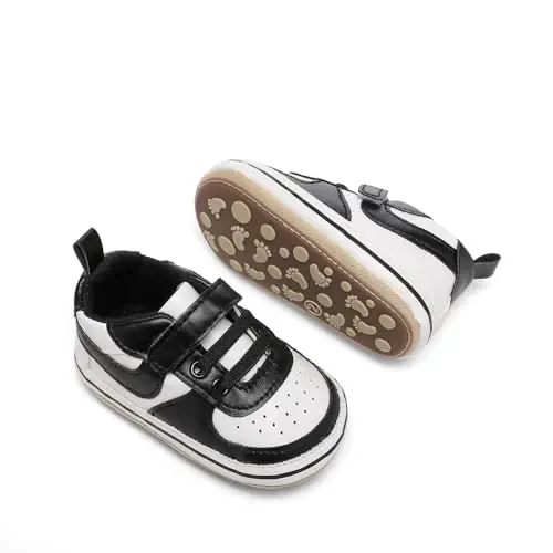Clowora Unsex Baby Shoes Boys Girls Infant Sneakers Non-Slip Soft Rubber Sole Toddler Crib First Walker Lightweight Shoes - 4