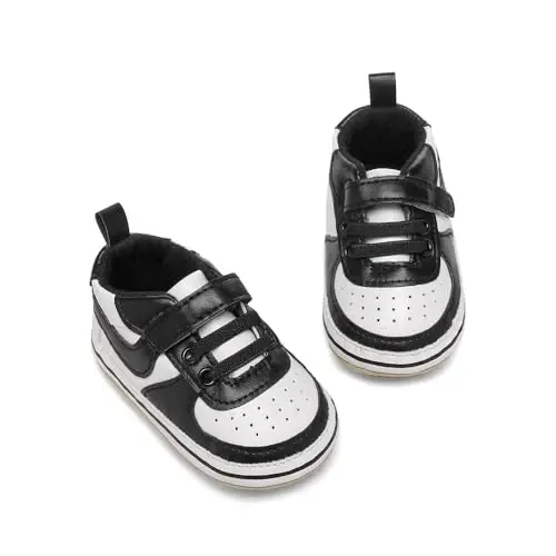 Clowora Unsex Baby Shoes Boys Girls Infant Sneakers Non-Slip Soft Rubber Sole Toddler Crib First Walker Lightweight Shoes - 6