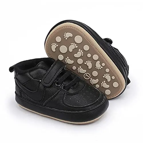 Clowora Unsex Baby Shoes Boys Girls Infant Sneakers Non-Slip Soft Rubber Sole Toddler Crib First Walker Lightweight Shoes - 1