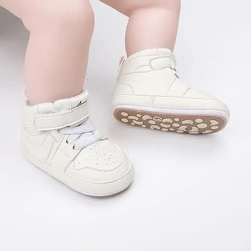 Clowora Unsex Baby Shoes Boys Girls Infant Sneakers Non-Slip Soft Rubber Sole Toddler Crib First Walker Lightweight Shoes - 4