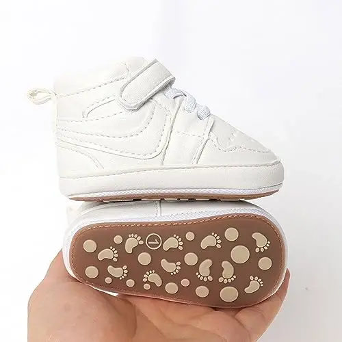 Clowora Unsex Baby Shoes Boys Girls Infant Sneakers Non-Slip Soft Rubber Sole Toddler Crib First Walker Lightweight Shoes - 3