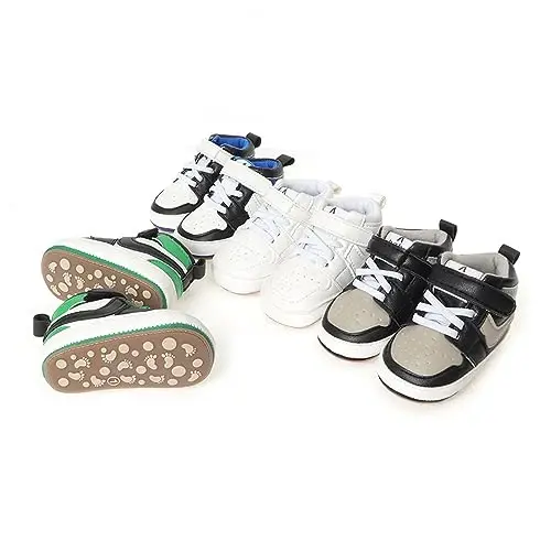 Clowora Unsex Baby Shoes Boys Girls Infant Sneakers Non-Slip Soft Rubber Sole Toddler Crib First Walker Lightweight Shoes - 5