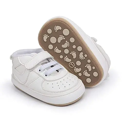 Clowora Unsex Baby Shoes Boys Girls Infant Sneakers Non-Slip Soft Rubber Sole Toddler Crib First Walker Lightweight Shoes - 1