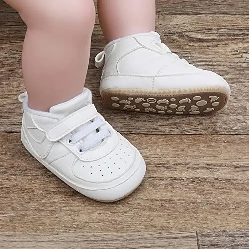 Clowora Unsex Baby Shoes Boys Girls Infant Sneakers Non-Slip Soft Rubber Sole Toddler Crib First Walker Lightweight Shoes - 2