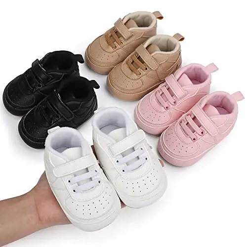 Clowora Unsex Baby Shoes Boys Girls Infant Sneakers Non-Slip Soft Rubber Sole Toddler Crib First Walker Lightweight Shoes - 4