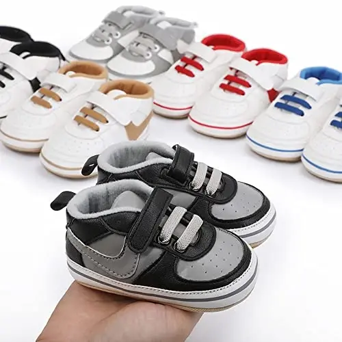 Clowora Unsex Baby Shoes Boys Girls Infant Sneakers Non-Slip Soft Rubber Sole Toddler Crib First Walker Lightweight Shoes - 5