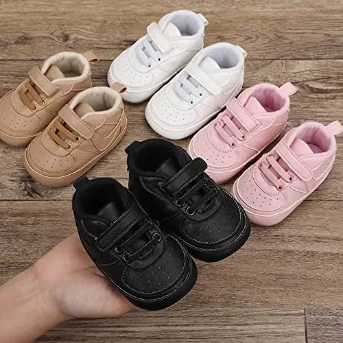 Clowora Unsex Baby Shoes Boys Girls Infant Sneakers Non-Slip Soft Rubber Sole Toddler Crib First Walker Lightweight Shoes - 4