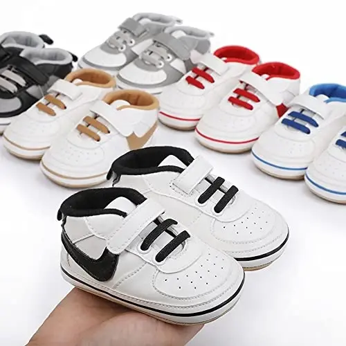 Clowora Unsex Baby Shoes Boys Girls Infant Sneakers Non-Slip Soft Rubber Sole Toddler Crib First Walker Lightweight Shoes - 4