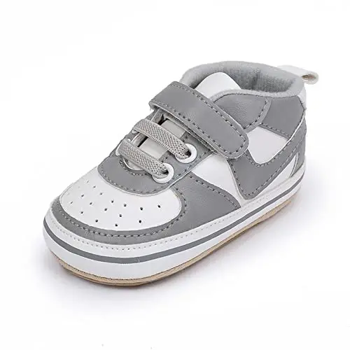 Clowora Unsex Baby Shoes Boys Girls Infant Sneakers Non-Slip Soft Rubber Sole Toddler Crib First Walker Lightweight Shoes - 6