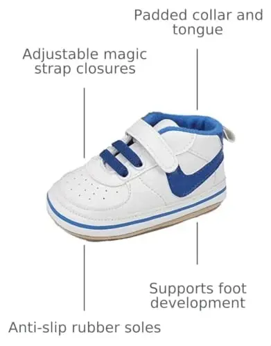Clowora Unsex Baby Shoes Boys Girls Infant Sneakers Non-Slip Soft Rubber Sole Toddler Crib First Walker Lightweight Shoes - 3