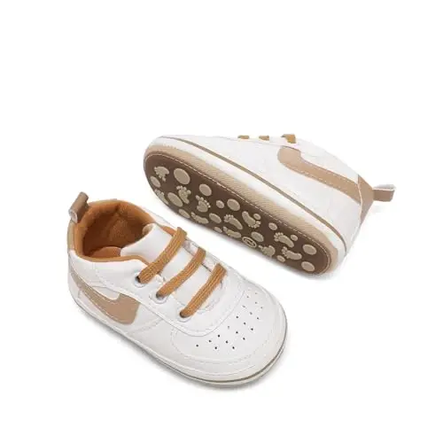 Clowora Unsex Baby Shoes Boys Girls Infant Sneakers Non-Slip Soft Rubber Sole Toddler Crib First Walker Lightweight Shoes - 4