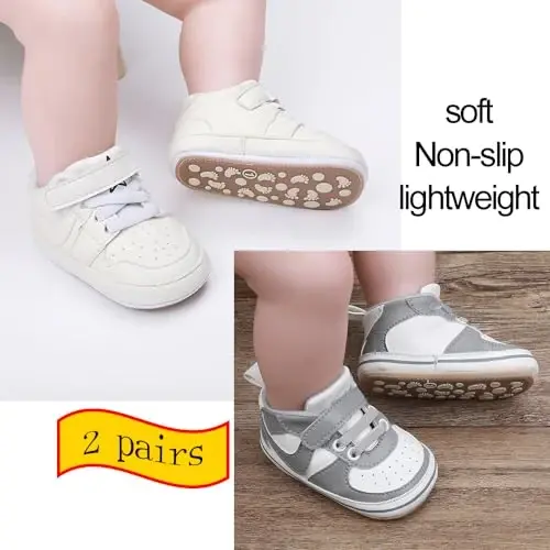 Clowora Unsex Baby Shoes Boys Girls Infant Sneakers Non-Slip Soft Rubber Sole Toddler Crib First Walker Lightweight Shoes - 3