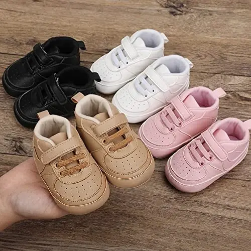 Clowora Unsex Baby Shoes Boys Girls Infant Sneakers Non-Slip Soft Rubber Sole Toddler Crib First Walker Lightweight Shoes - 2