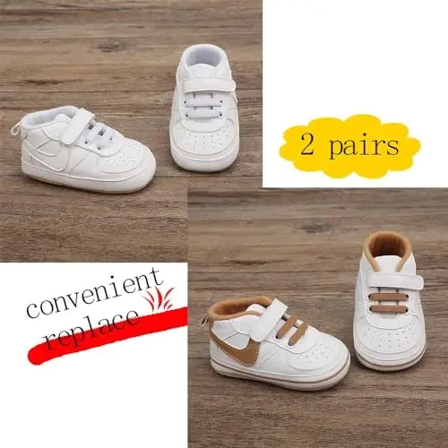 Clowora Unsex Baby Shoes Boys Girls Infant Sneakers Non-Slip Soft Rubber Sole Toddler Crib First Walker Lightweight Shoes - 5
