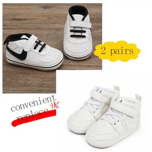 Clowora Unsex Baby Shoes Boys Girls Infant Sneakers Non-Slip Soft Rubber Sole Toddler Crib First Walker Lightweight Shoes - 4
