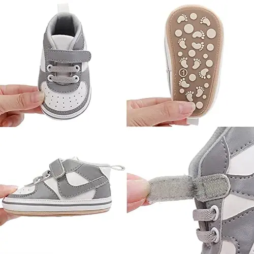 Clowora Unsex Baby Shoes Boys Girls Infant Sneakers Non-Slip Soft Rubber Sole Toddler Crib First Walker Lightweight Shoes - 2