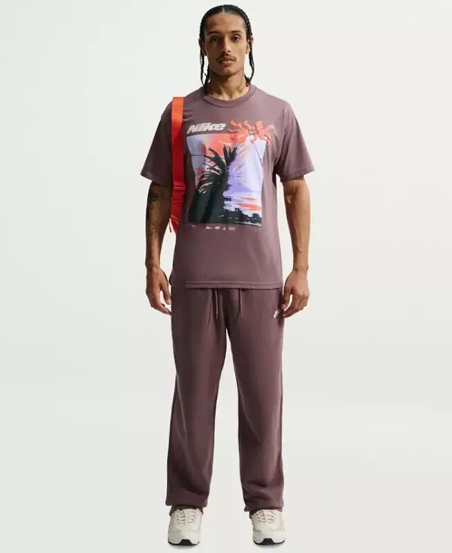Club Men's Brushed Fleece Open Hem Pants - Tattoo/White - Nike