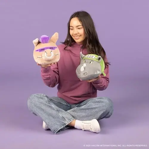 Club Mocchi Mocchi - Teenage Mutant Ninja Turtles Plushies - Bebop va Rocksteady Plush Combo Pack - Yumshoq va siquvchan TMNT Plush sovg'a to'plami - 8 dyuym - 5